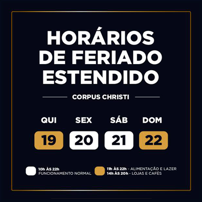 Villa Romana Shopping terá horário especial no feriado de Corpus Christi