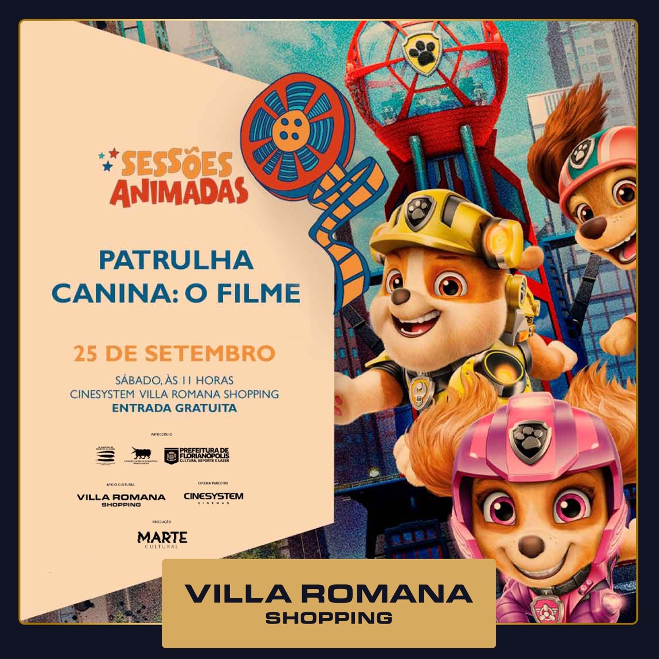 Sessões Animadas exibe Patrulha Canina – O Filme neste sábado (25)