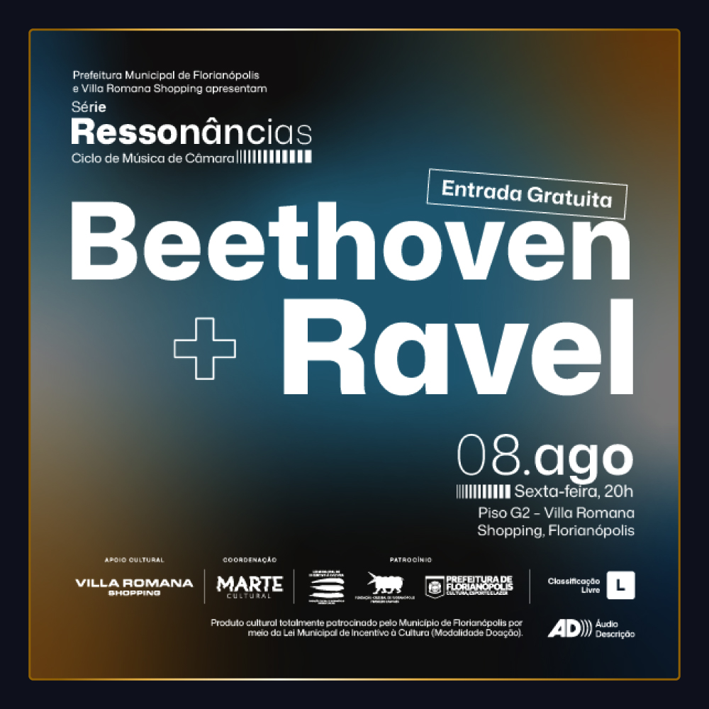 Concerto apresenta a obra de Beethoven e Ravel de graça em Florianópolis!