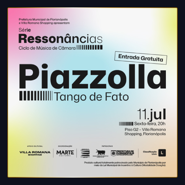 Em julho, concerto da Série Ressonâncias apresenta a obra de Piazzolla, gênio do tango argentino!