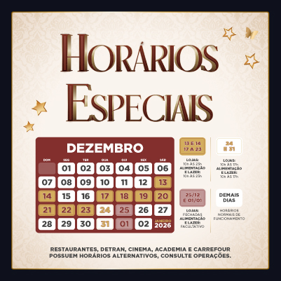 Villa Romana Shopping amplia horário de funcionamento neste fim do ano