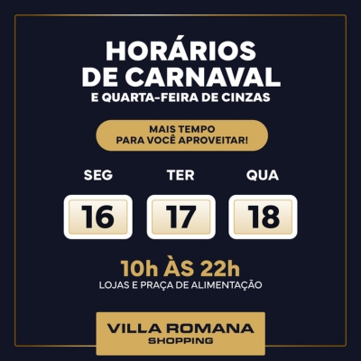Villa Romana Shopping é opção de lazer e entretenimento durante o Carnaval